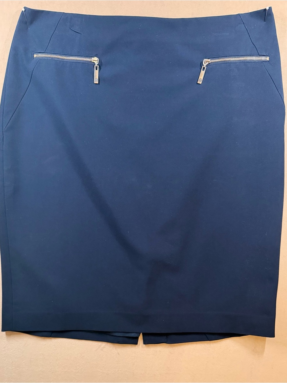Tommy Hilfiger Navy Pencil Skirt with Front Zip Details
